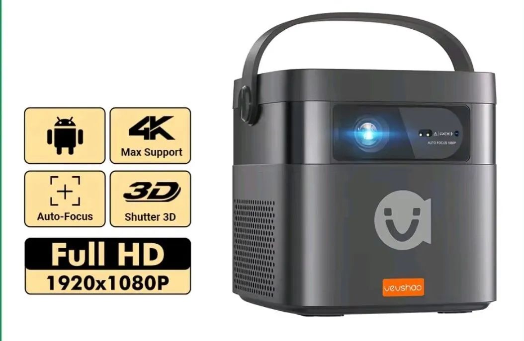 Projetor Lacrado Vevshao v50 Full Hd Nativo Lente DLP Portátil Bateria Interna 3D