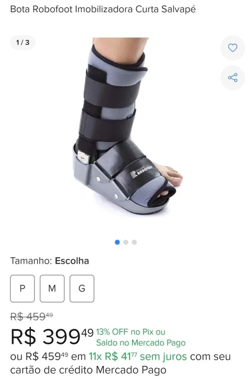 Robofoot Longa Salvapé Bota Imobilizadora  TAMANHO G ( 40 -43 ) - Foto 4