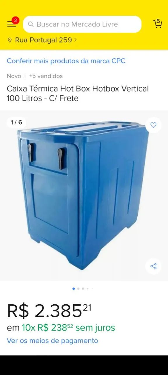 Caixa térmica hot box R$1.300,00 para armazenar comida 