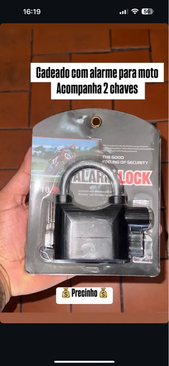 Cadeado com Alarme para Moto