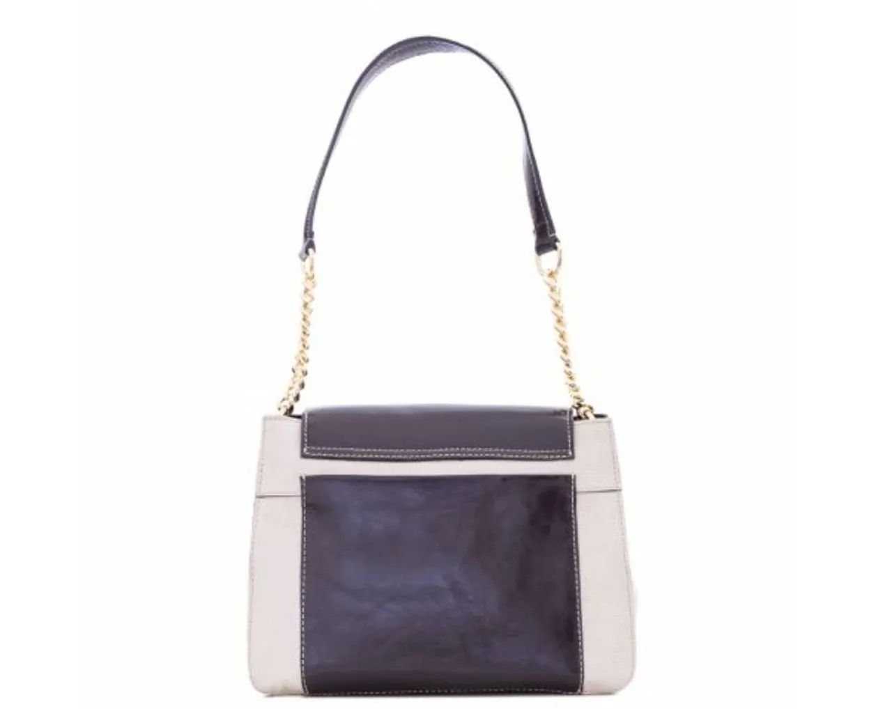 Bolsa de Ombro Luxo - Marfim Marrom - Couro Legítimo Anandra  - Foto 3