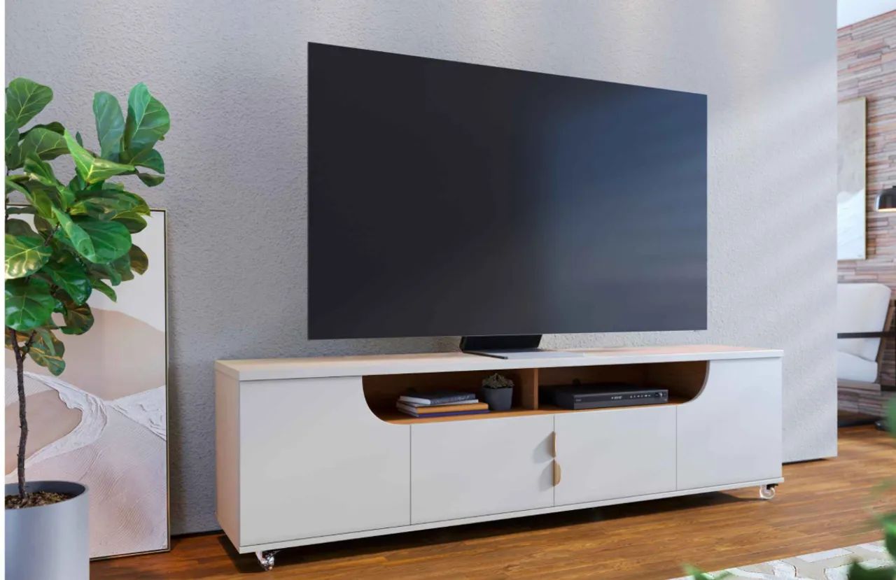 Rack Bancada Laura com Rodízios Design Moderno r865