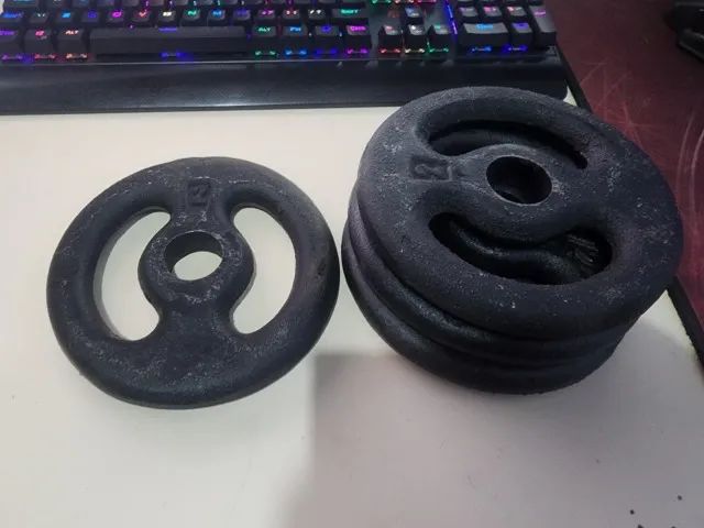 4 Anilhas Ferro Fundido 2kg (Total 8kg) | Pintadas | Ótimo estado
