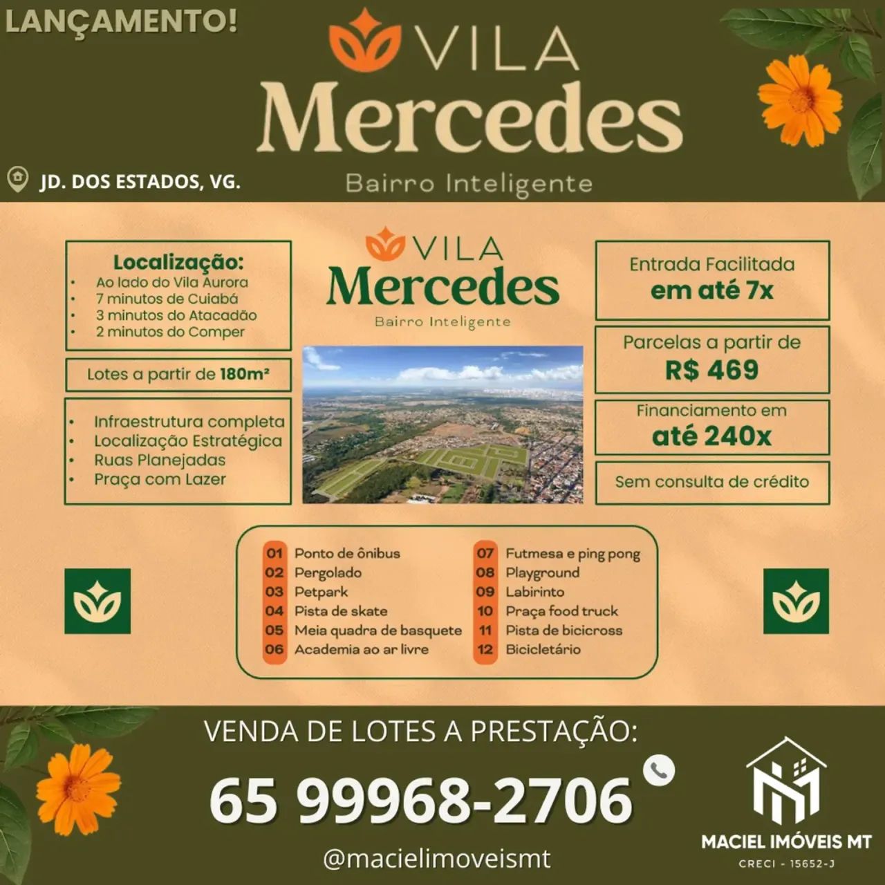 Vila Mercedes, bairro inteligente no Jardim dos Estados, Várzea Grande. - Foto 9