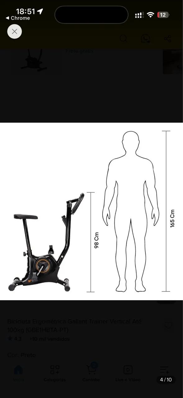 Bicicleta Ergométrica Gallant Trainer Vertical (GBE1HBTA-PT) - Foto 4