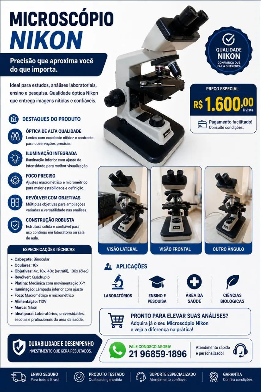 Microscópio alphaphot binocular Nikon em excelente estado 