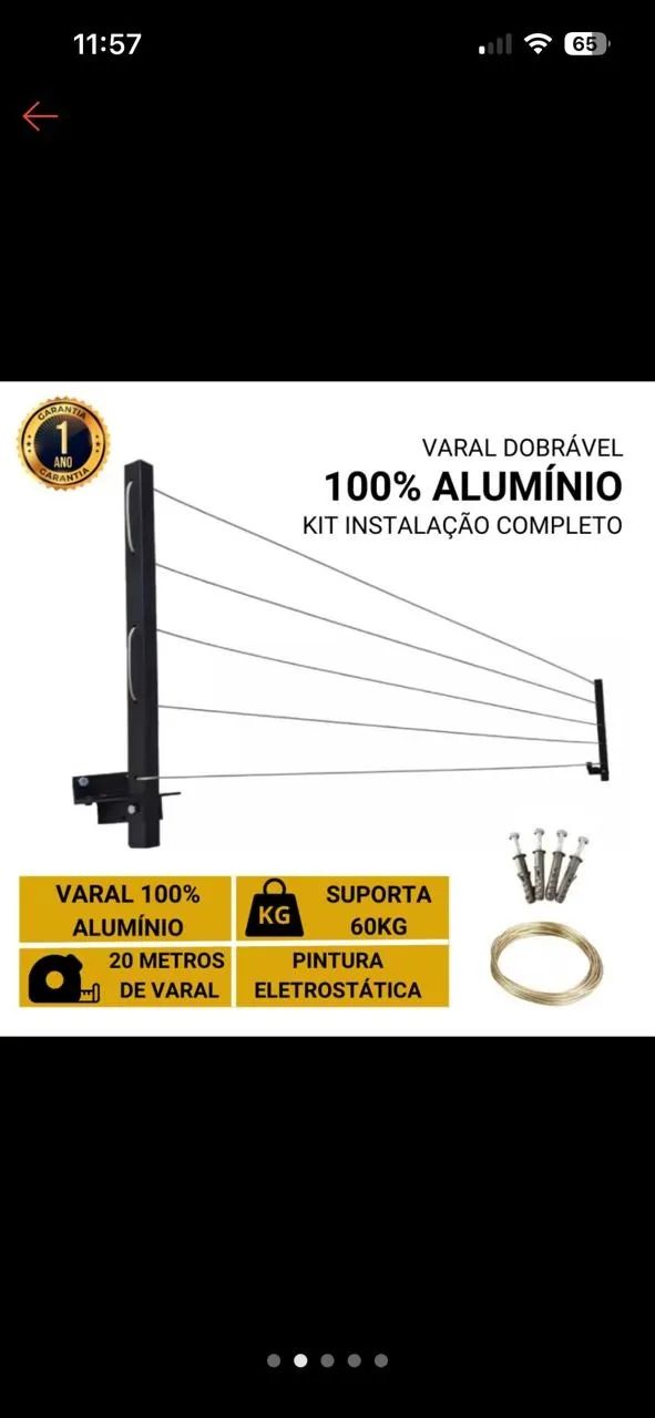 2 kits Varal Dobrável alumínio - Foto 2