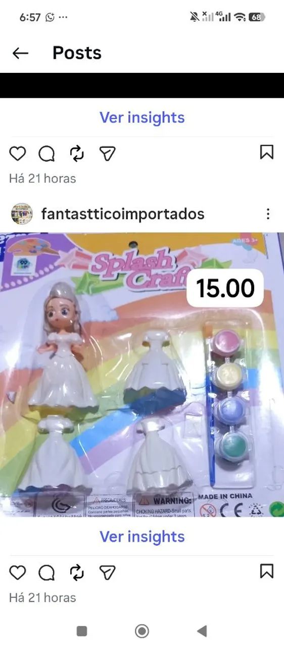 Boneca c kit pintura  completa