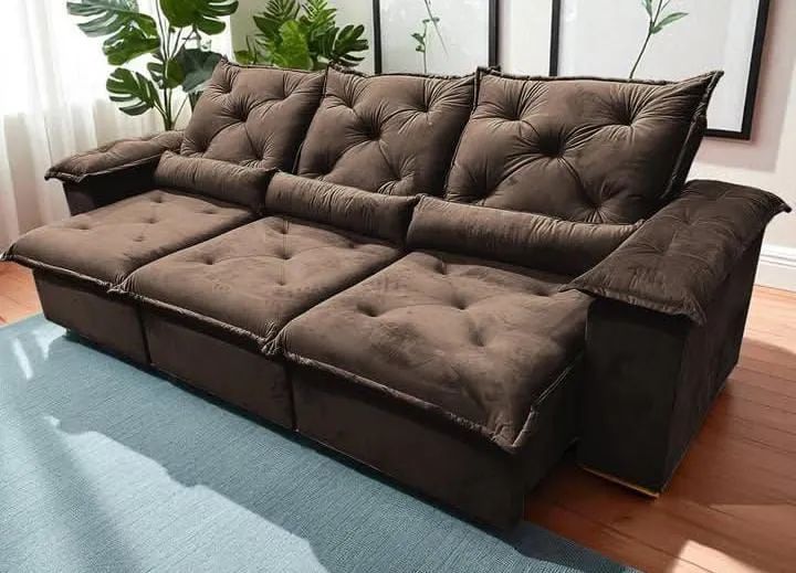 LINDO SOFÁ RETRATIL RECLINAVEL 2,70 MOLAS ESPUMA D28 