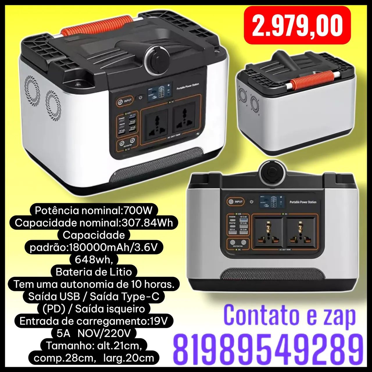 Gerador De Energia 700w Central Elétrica Portátil Luatek