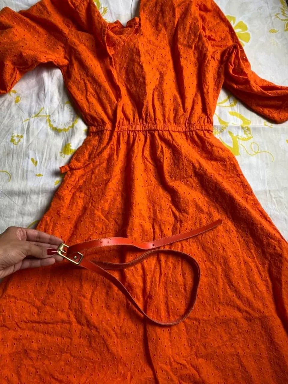 Vestido laranja renda - Foto 4