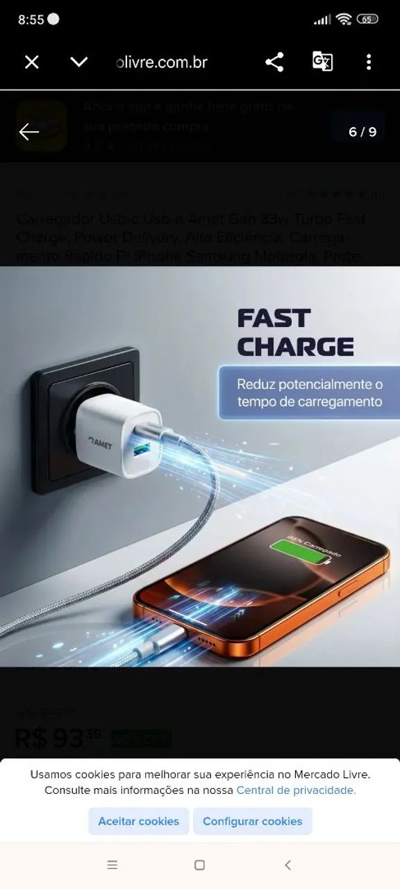 Carregador USB-C + USB-A iPhone Original  - Foto 5