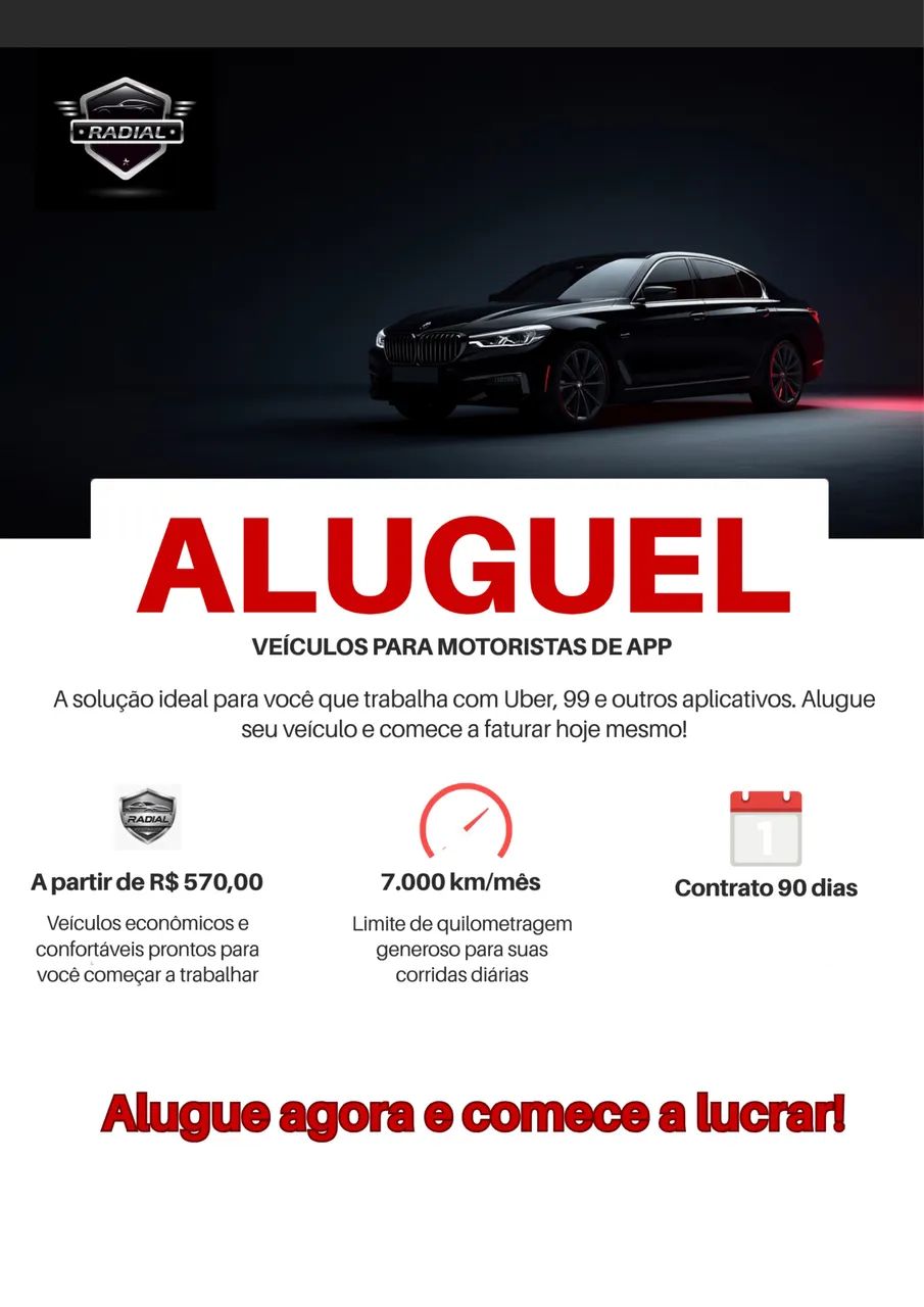 ALUGUE SEU CARRO PARA APP COM ECONOMIA 