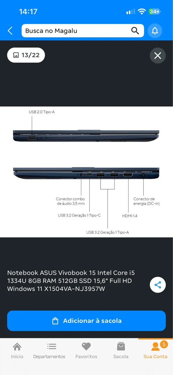 Notebook ASUS Vivobook Intel Core I5, 15,6? 512GB - Foto 3