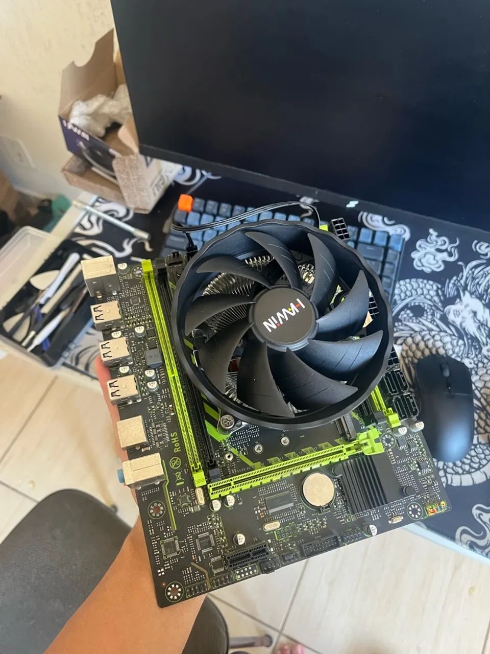Placa mãe x99 com processador e cooler 