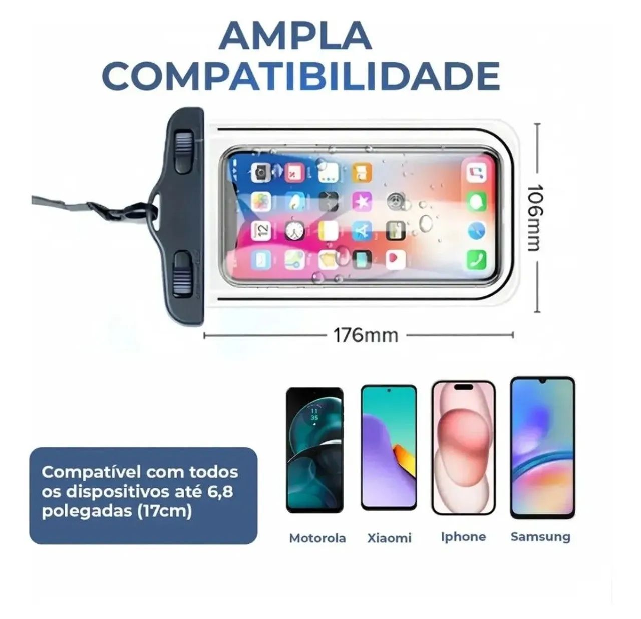 Capa protetora para celular resistente a água, com cordão  - Foto 5