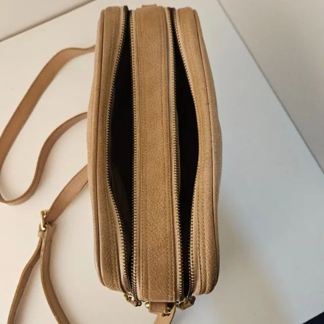Bolsa Transversal Couro Modelo Retangular Feminina Artesanal - Foto 4