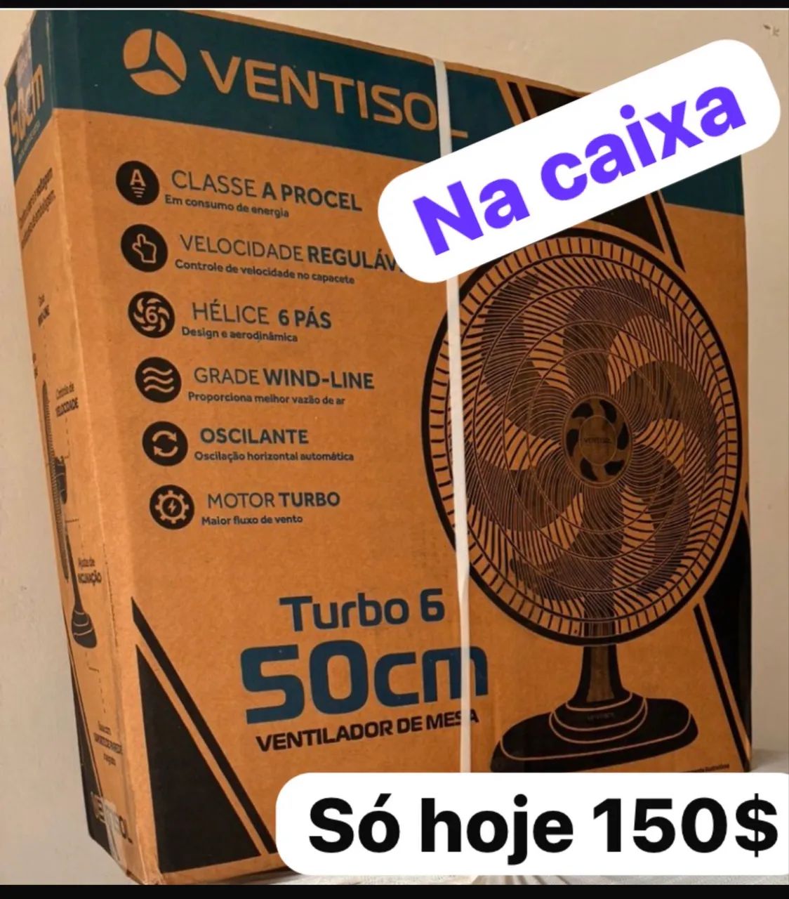 Ventilador na caixa aceitamos cartão 