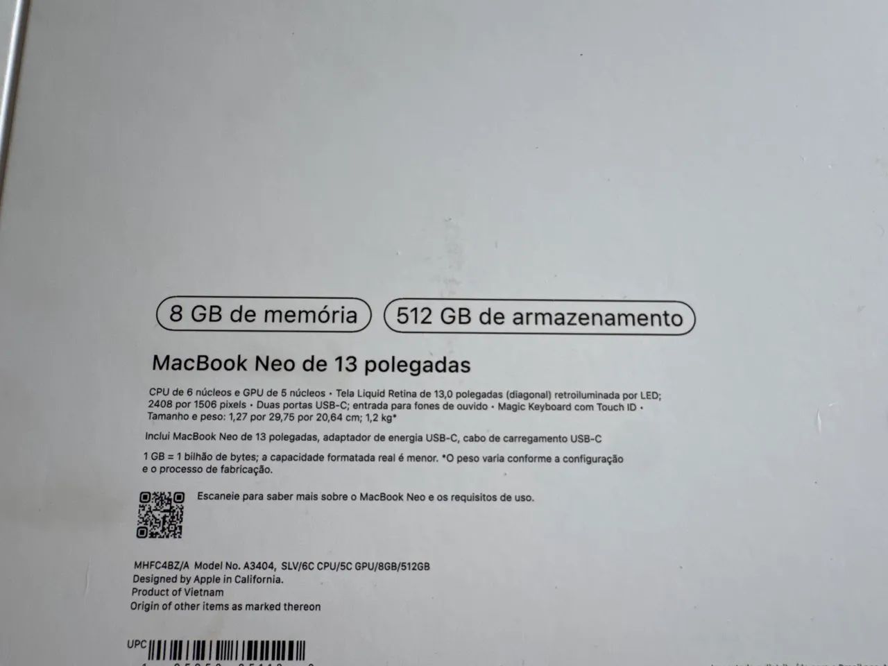 ? MacBook Neo Apple 13? ? A18 Pro ? 512GB ? NOVO E LACRADO - Foto 2
