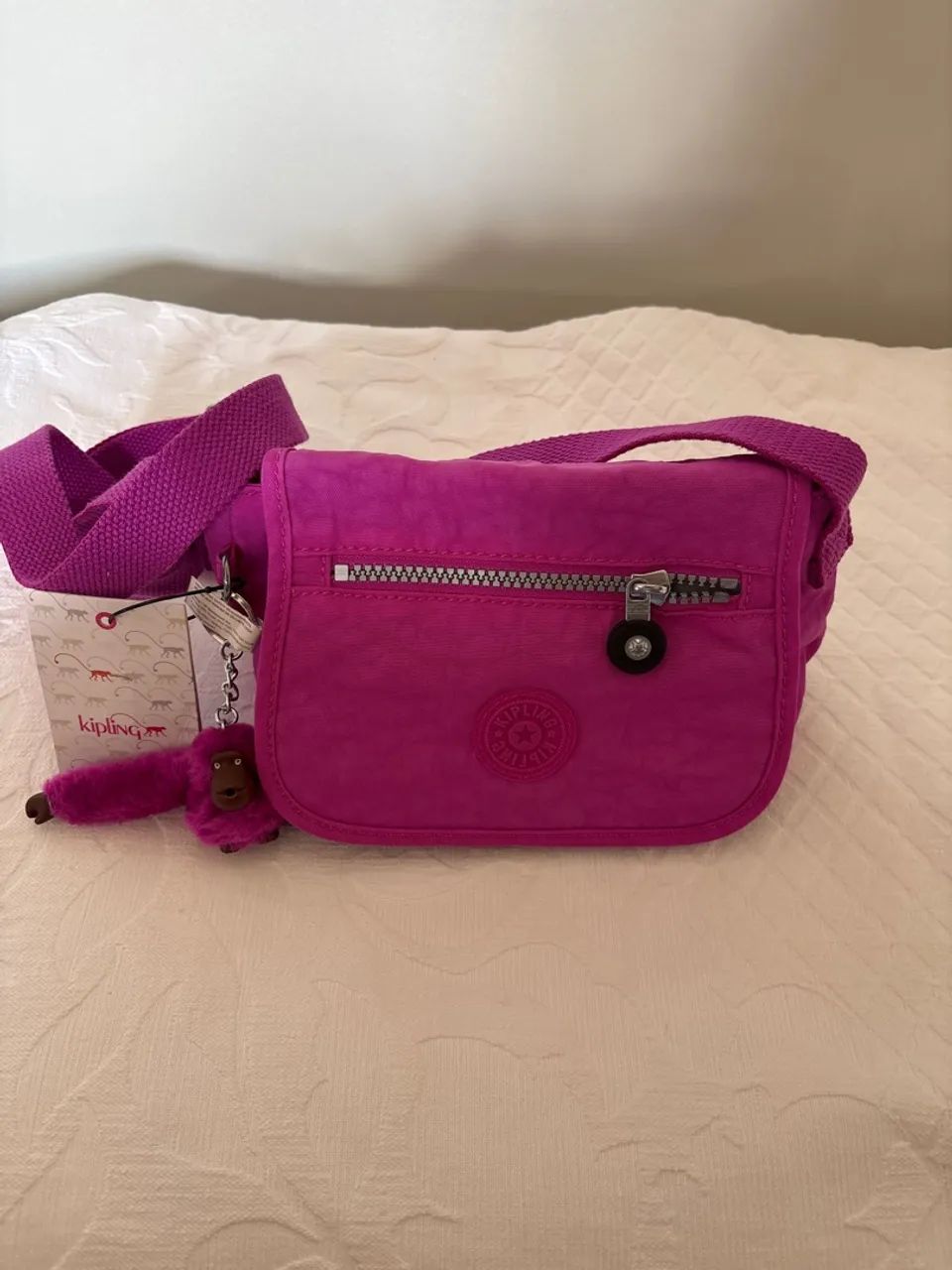 bolsa kipling com macaquinho pink