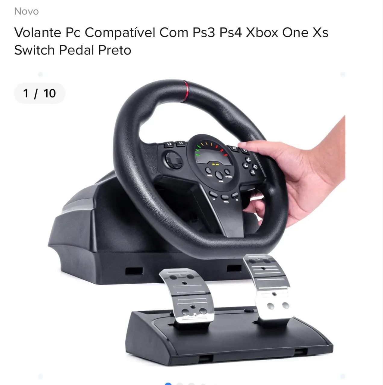 Volante compatível PS3,PS4,Xbox switch com pedal preto - Foto 6