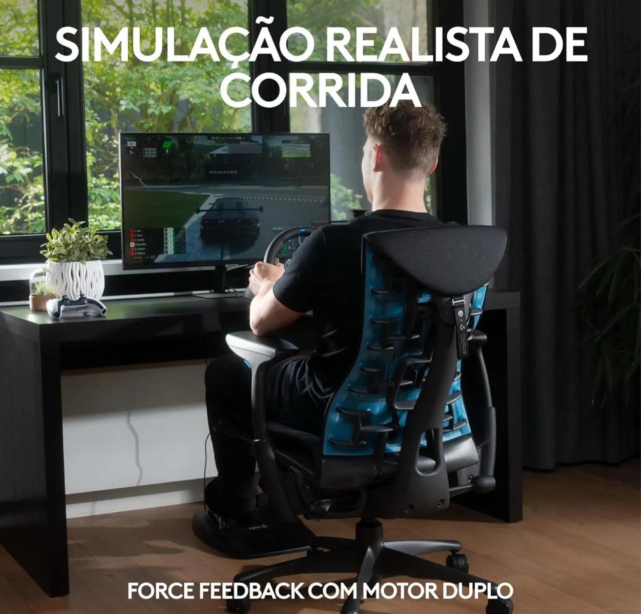 Volante Logitech G29 Driving Force e Pedais com Force Feedback para PS5, PS4, PS3 e PC - Foto 2