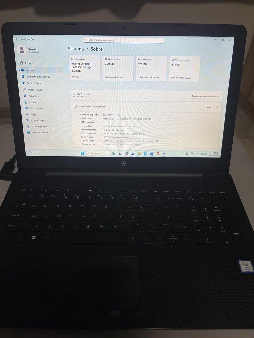 Notebook HP 15-bs1xx