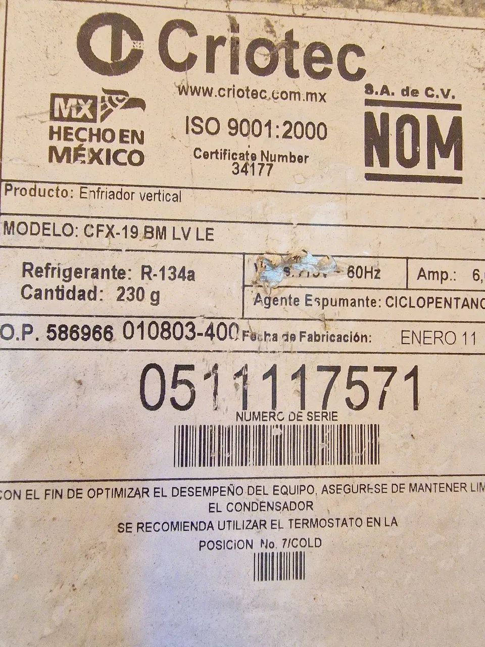 Freezer vertical CRIOTEC vertical.  - Foto 5