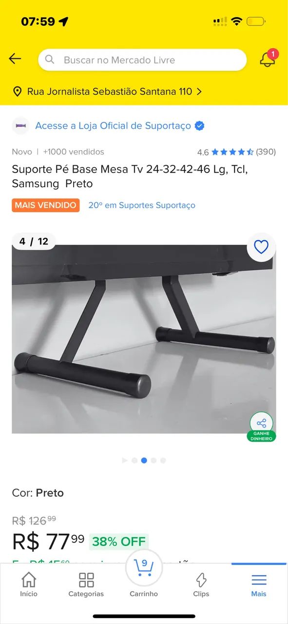 Suporte Pé Base Mesa Tv 24-32-42-46 Lg, Tcl, Samsung  Preto - Foto 5