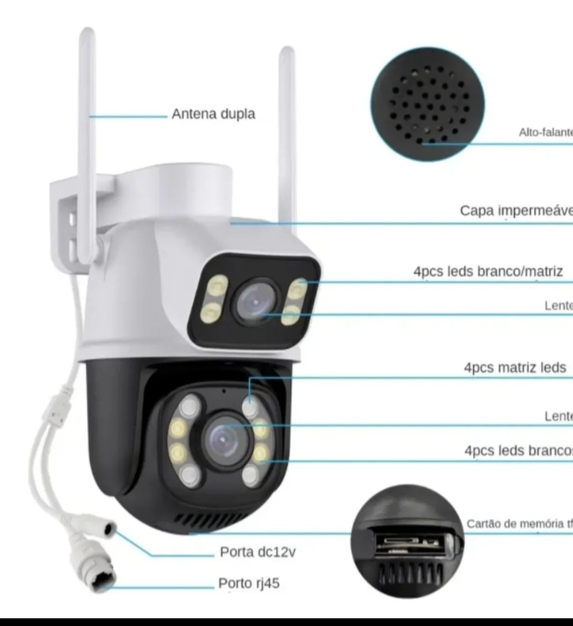Câmera WiFi Externa A28 Dupla Visão 3MP Prova D?Água Full Color App ICSee - Foto 4