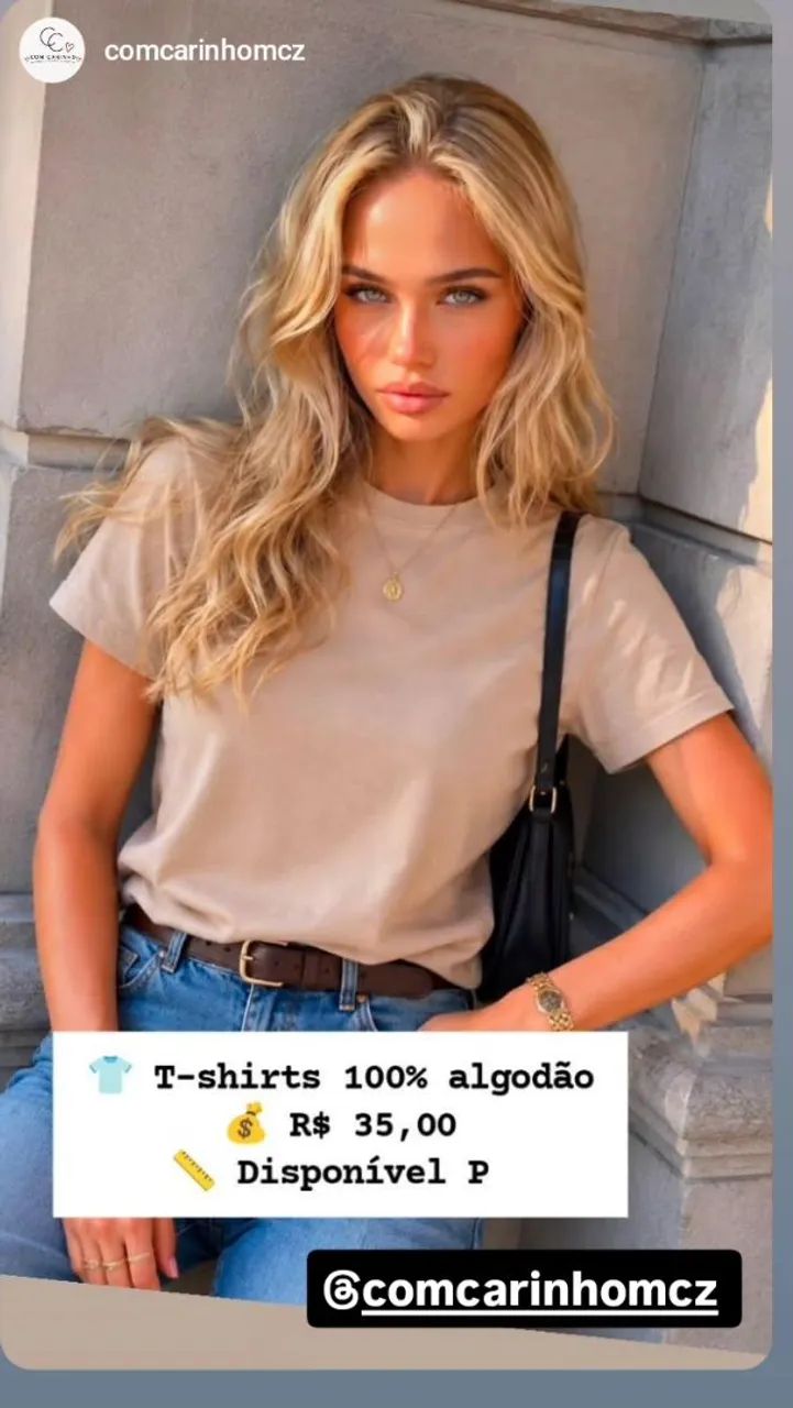 T-shirt feminina em algodão.<br>R$35,00 - Foto 2