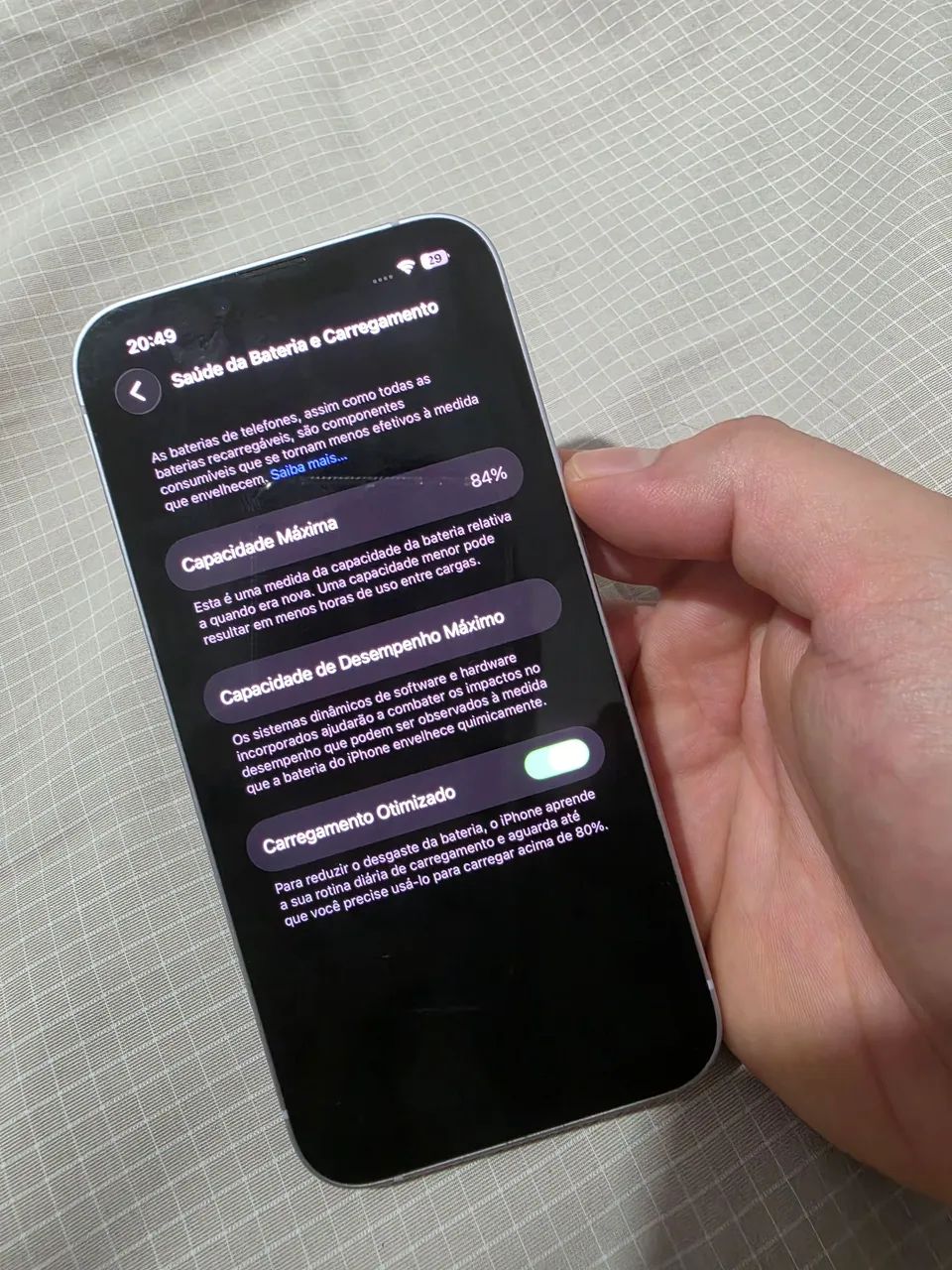 iPhone 14 128GB Lilás - Bateria 84% - Caixa e NF
