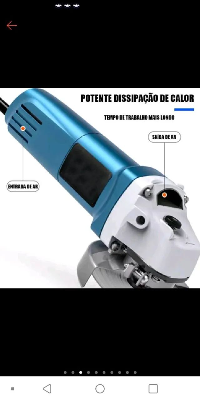 Esmerilhadeira e Lixadeira 220volts Angular 900w 115mm 4.1/2 11000rpm 50/60HZ - Foto 5