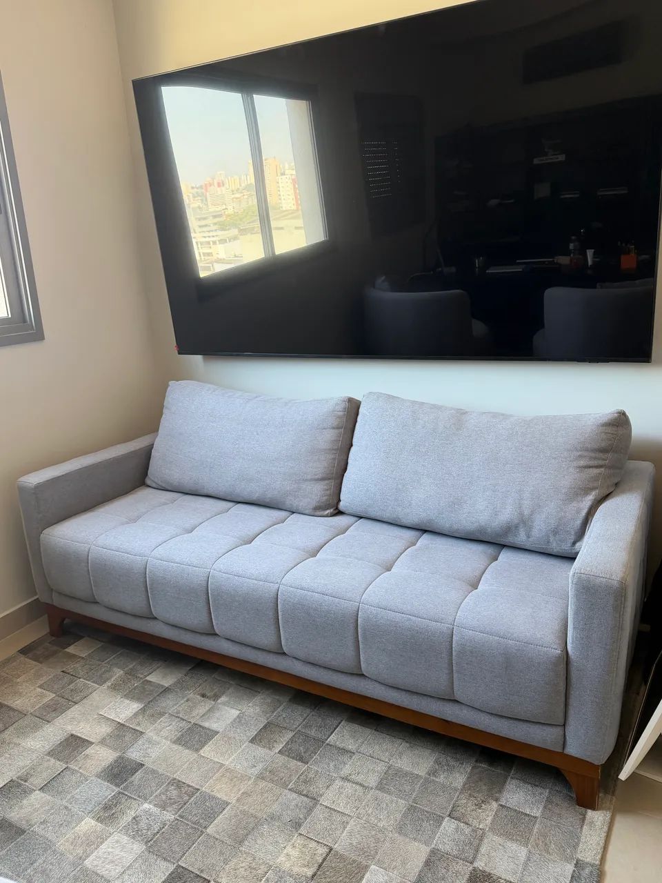Sofá em Linho Cinza 2m Impermeabilizado  - Foto 2