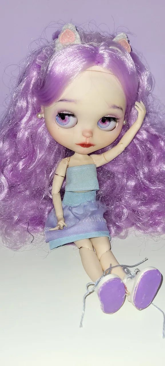 Boneca estilo Blythe Customizada - Cabelo Lilás - Foto 2