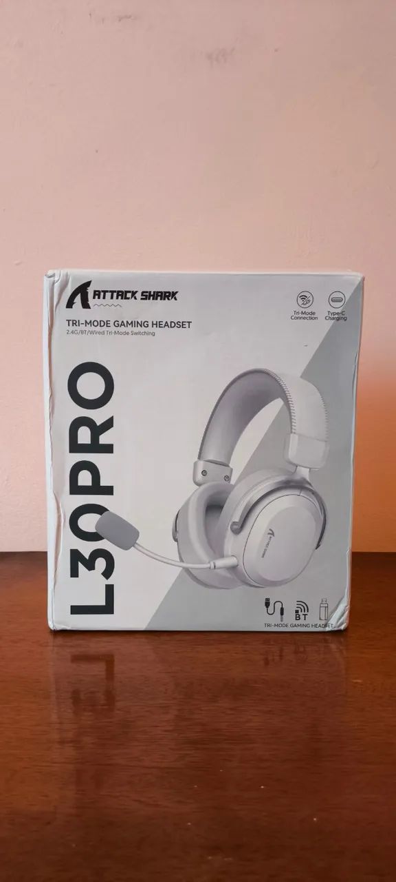 Headset Attack Shark L30 Pro Branco | 2.4G + Bluetooth. PC, PS5, Xbox, Nintendo Switch e c
