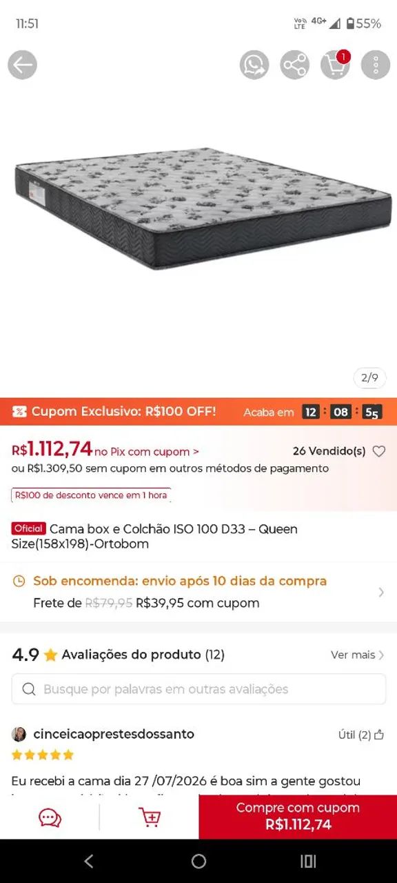 Colchão Ortobom Queen Size - Foto 2