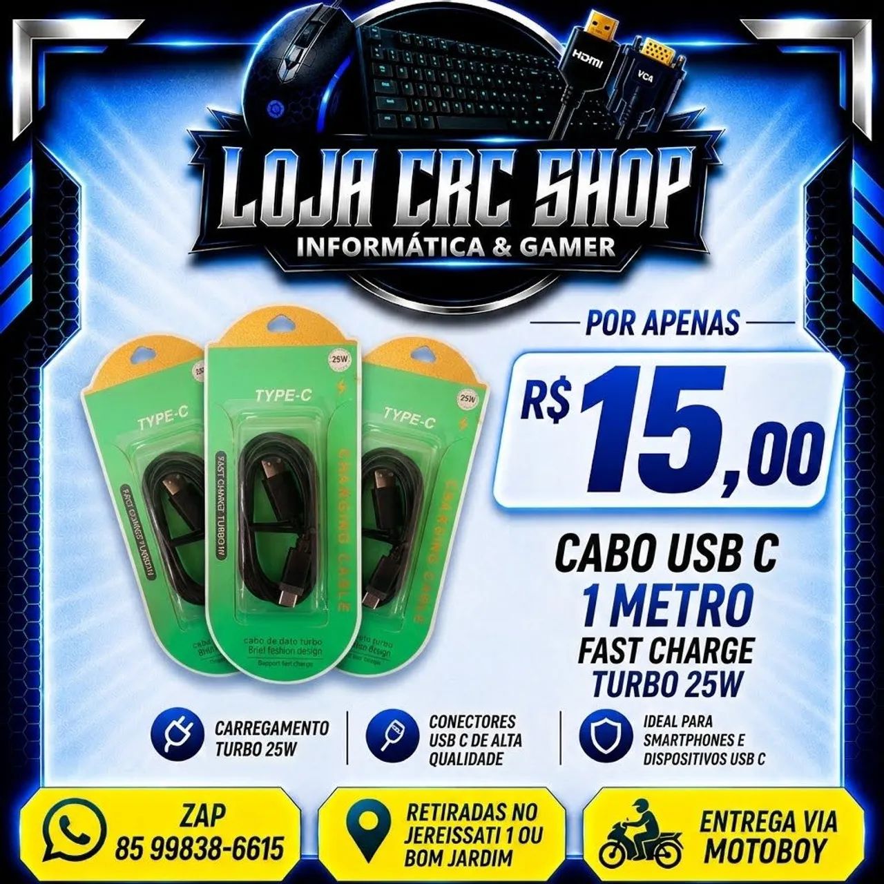 Cabo Micro Usb C Cartelado 1 Metro