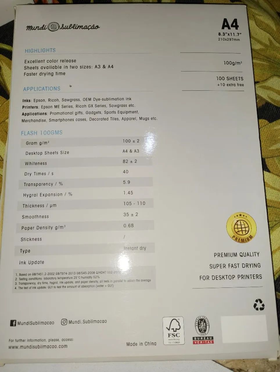 Papel Soblimarico A4