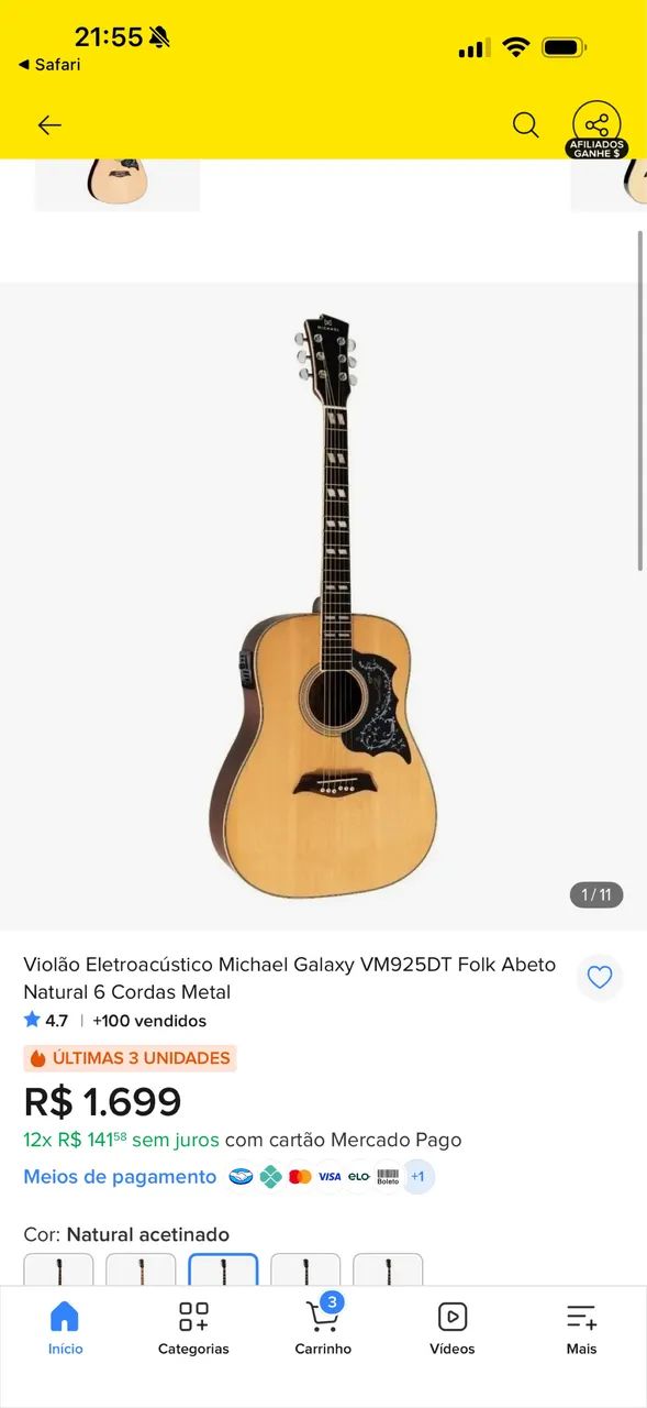 VIOLÃO MICHAEL FOLK GALAXY - Foto 2
