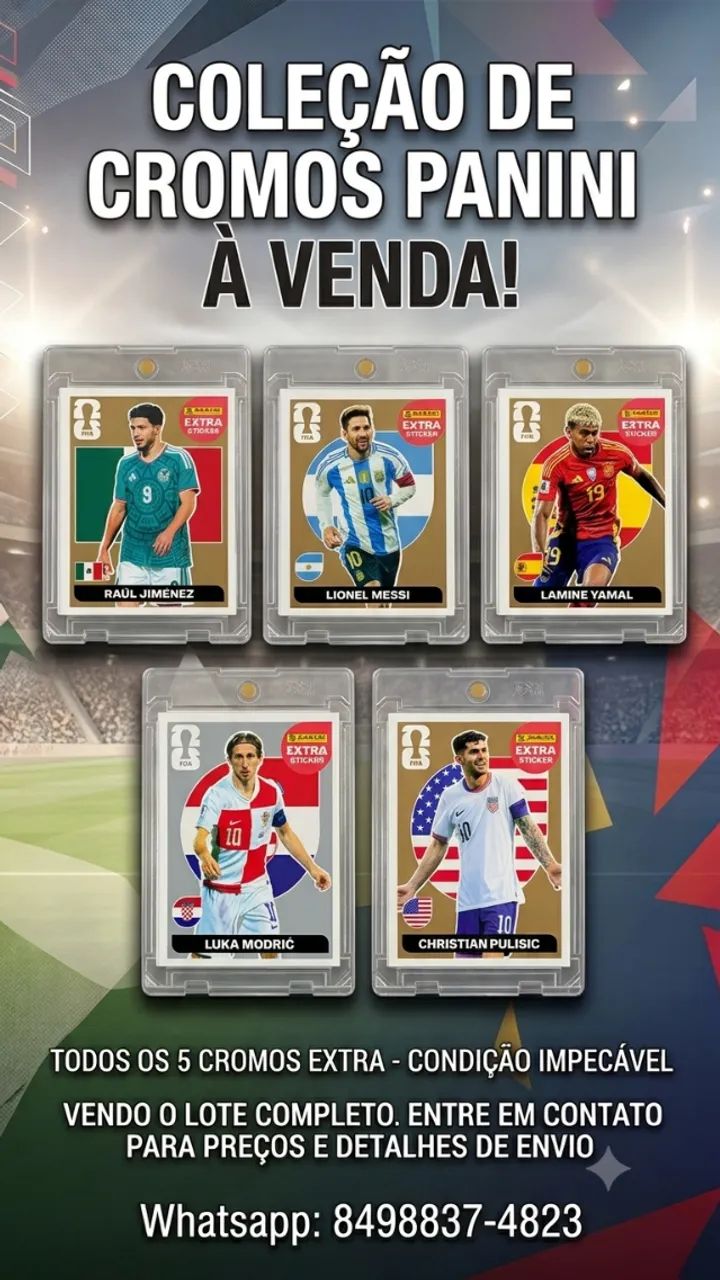 Figurinhas Extra Stickers Legends Panini Copa 2026 Originais