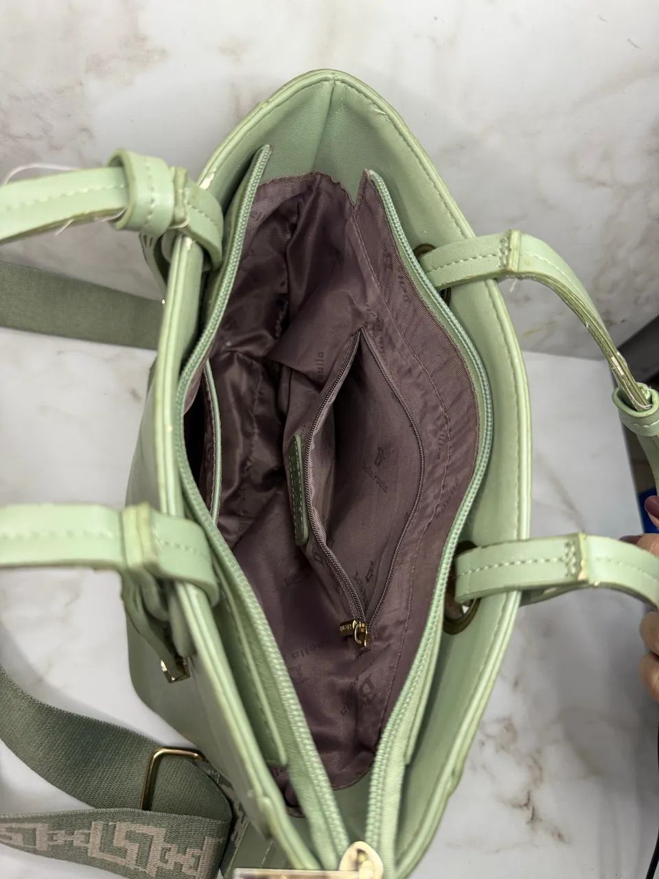 Bolsa tote verde-claro - Foto 4