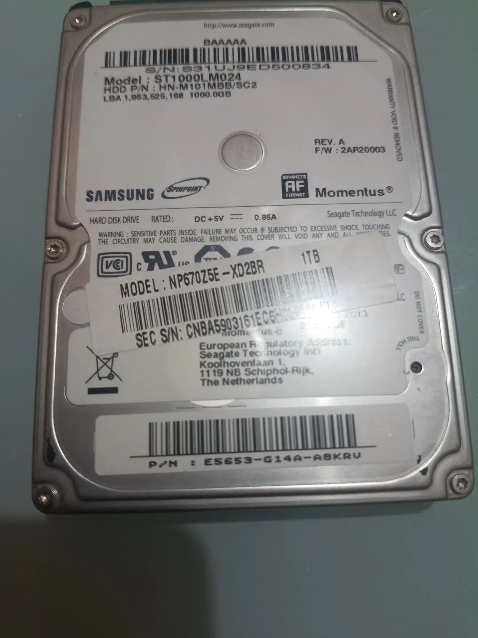 HD INTERNO NOTEBOOK 1000 GB