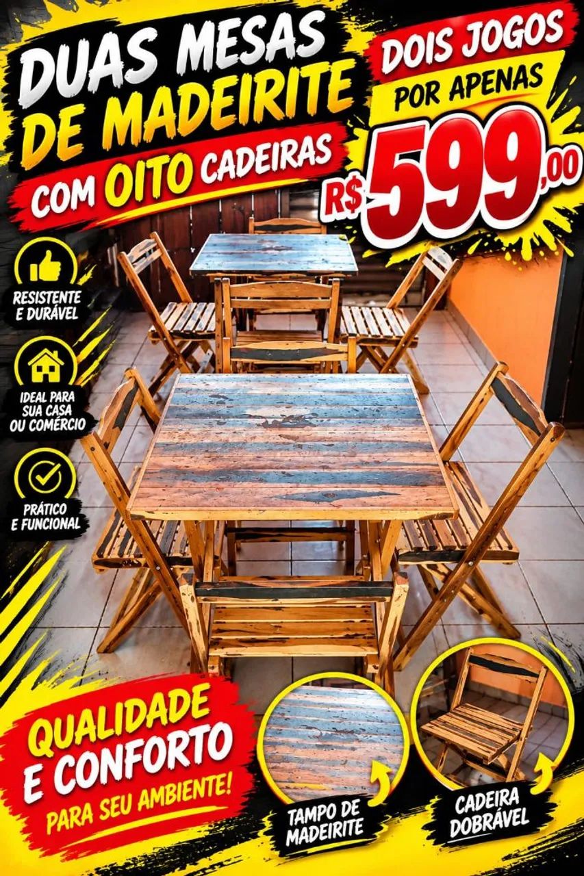 Mesas e cadeiras 