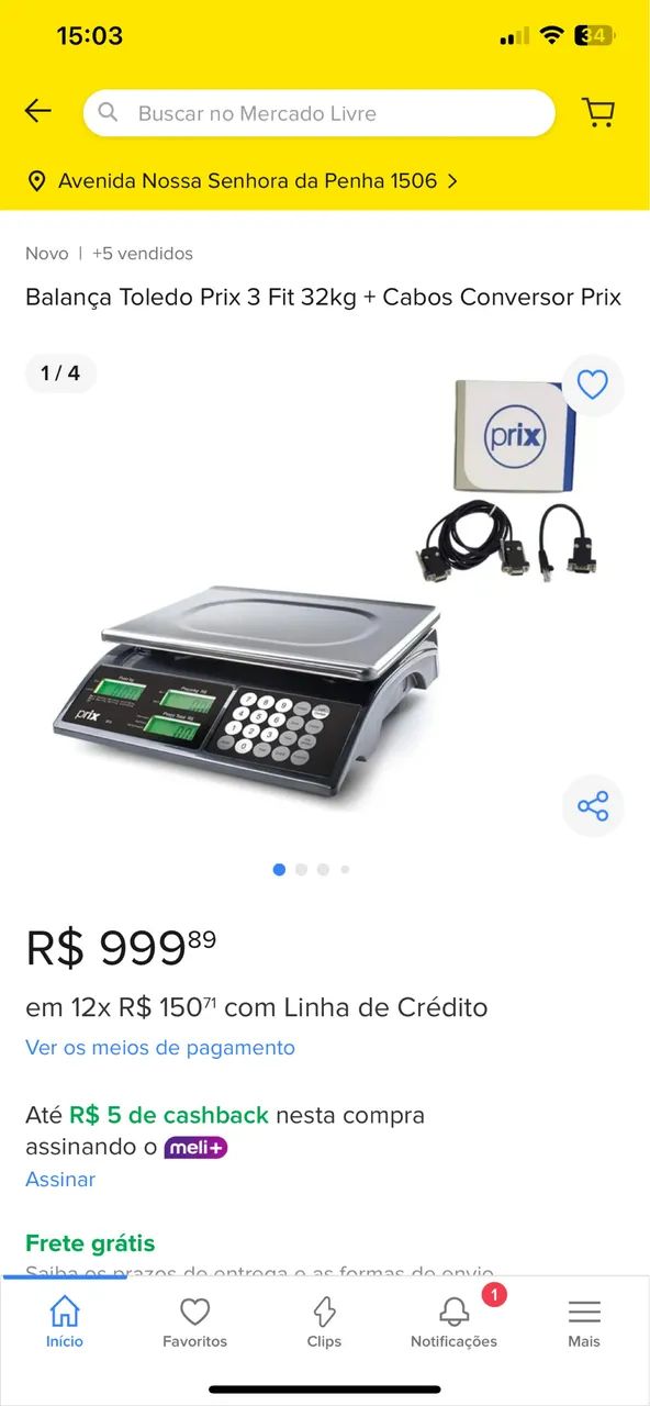 Balança 32kg conexão com gestor 