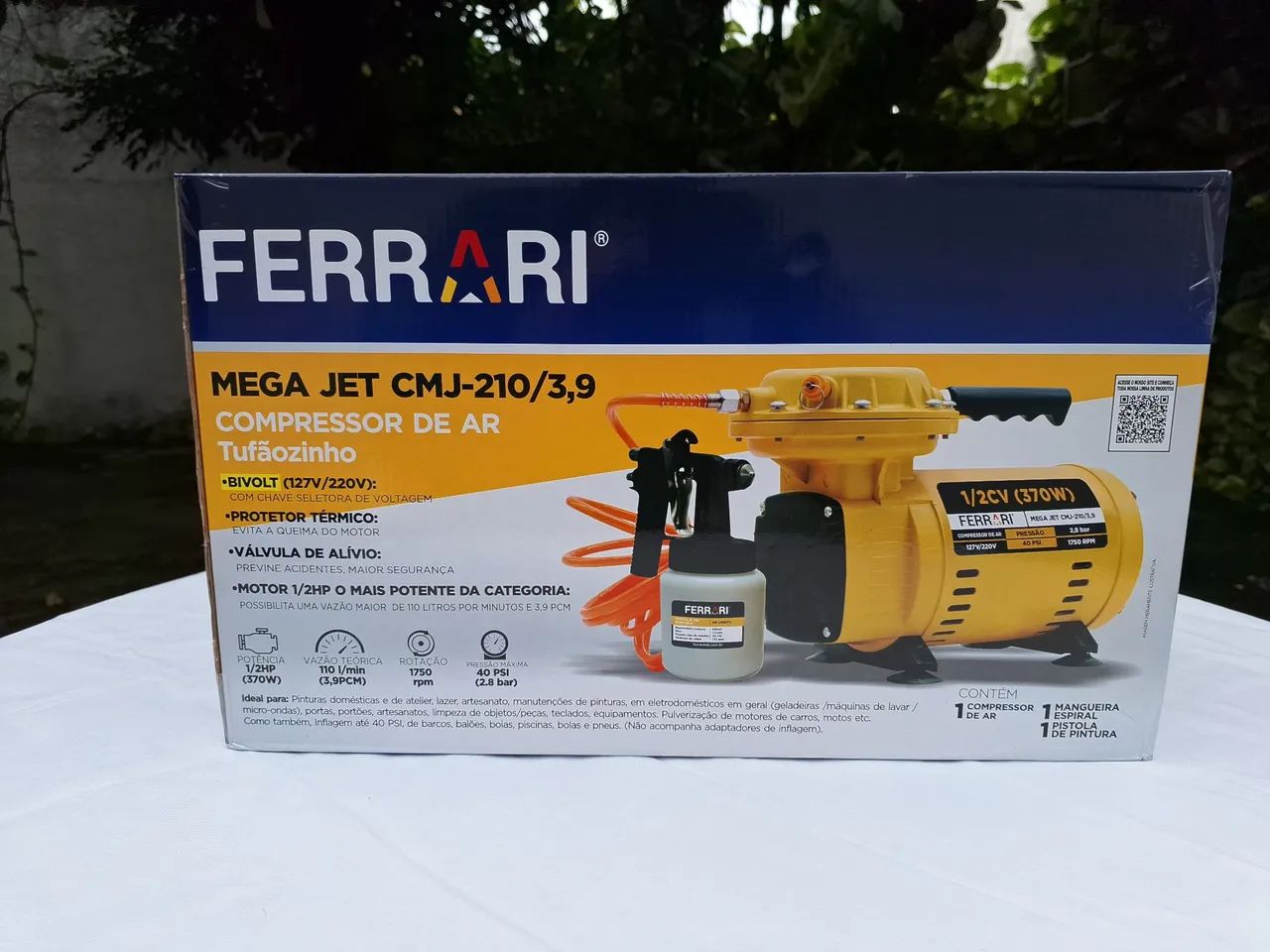 Compressor de ar direto Ferrari 1/2hp, bivolt, novo, na embalagem lacrada  - Foto 2