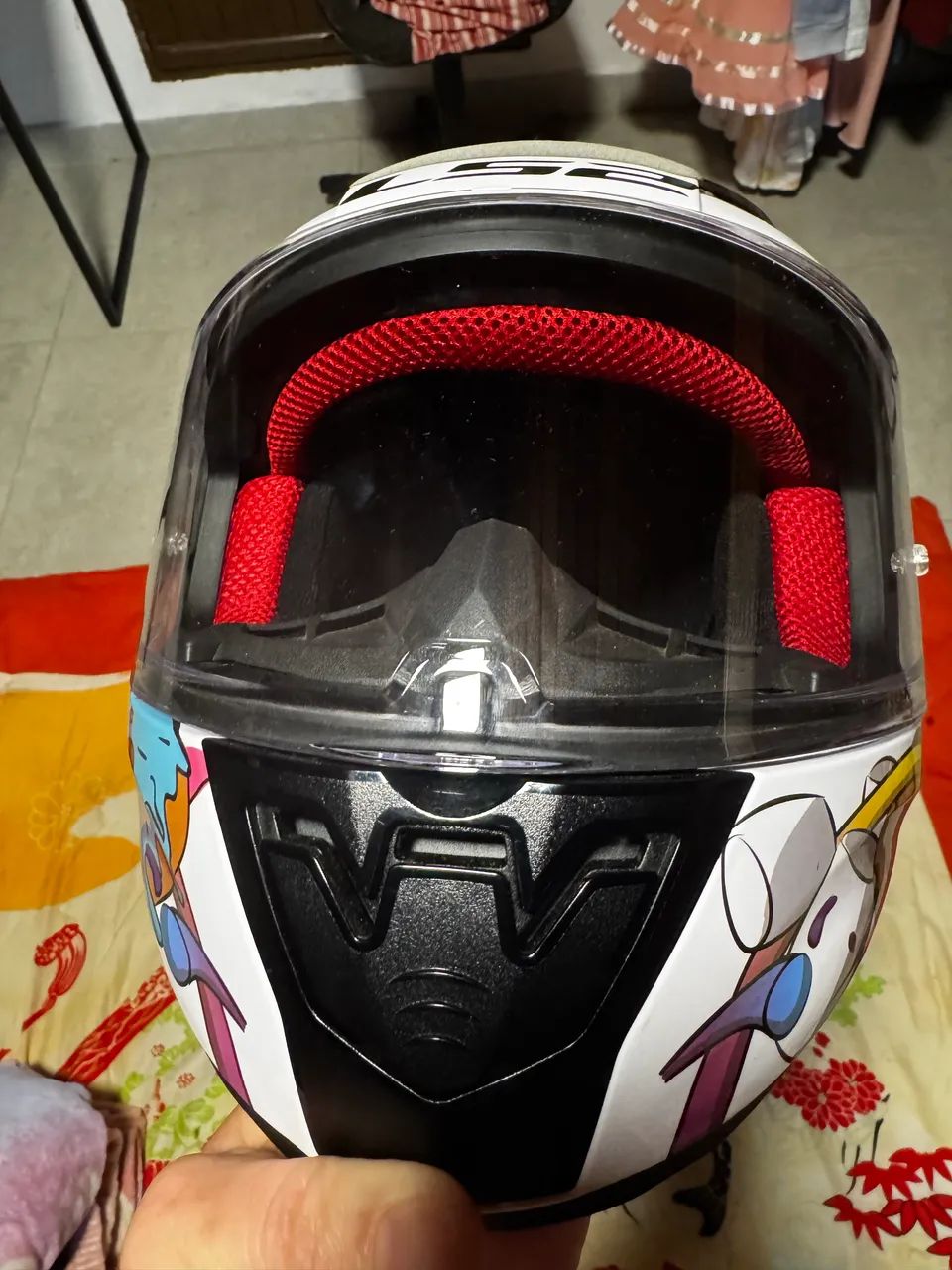 Capacete LS2 FF353J Rapid Junior Crazy Pop Infantil Branco/Rosa   - Foto 5