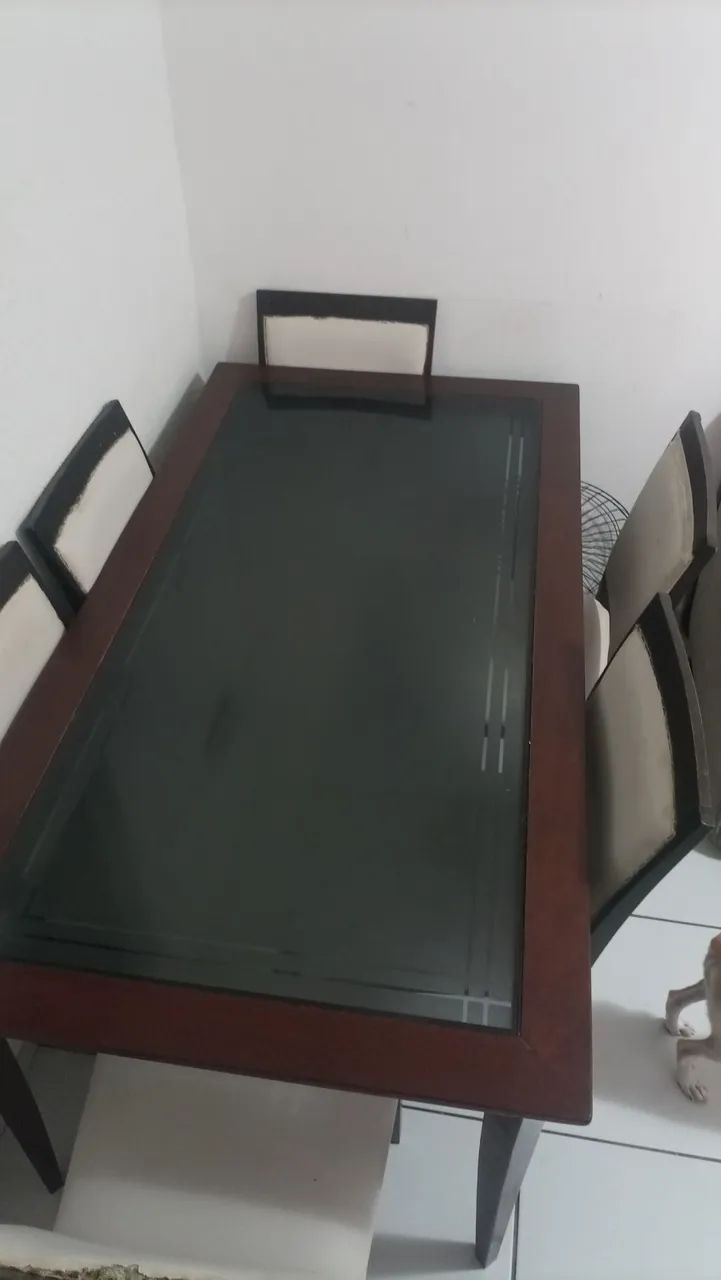 Mesa de madeira tampa de vidro  - Foto 2