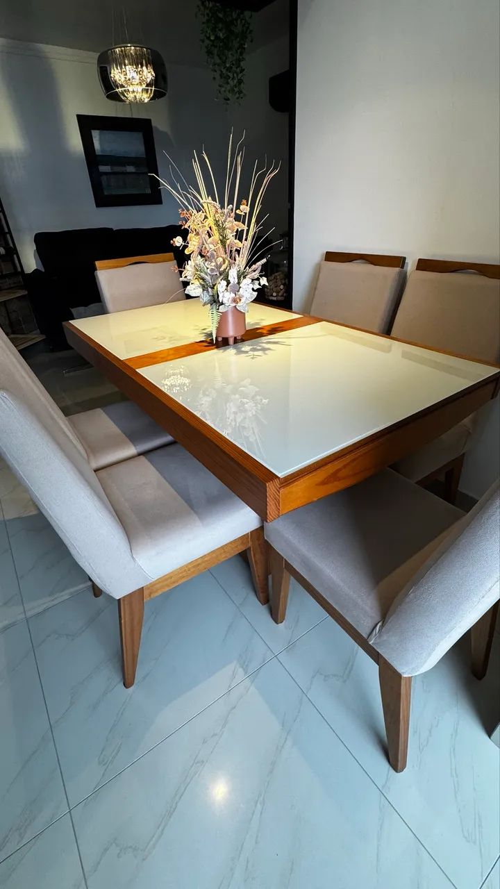 Mesa com 6 cadeiras retrátil de 6 e 8 lugares  - Foto 3