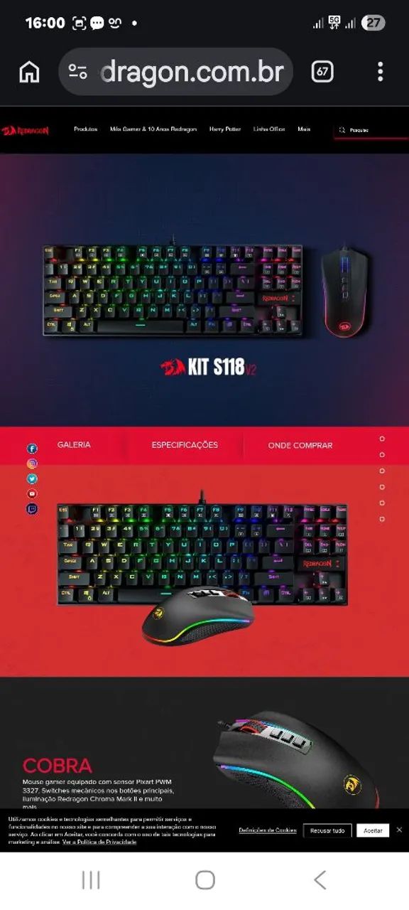 Teclado e mouse gamer